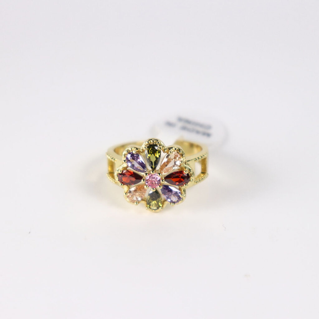 Fashion Jewelry 24K gold plated Sterling Silver Gemstones Ring