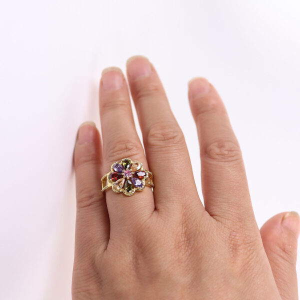 Fashion Jewelry 24K gold plated Sterling Silver Gemstones Ring