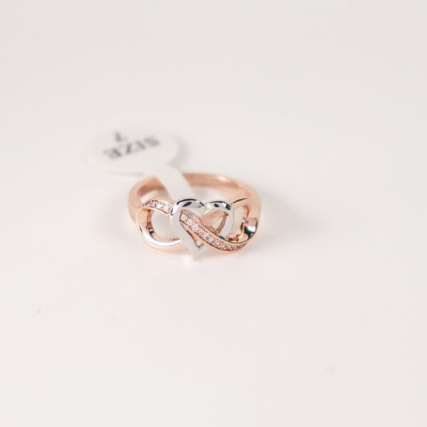 Fashion Jewelry Rose-gold plated Sterling Silver Heart Initial Ring