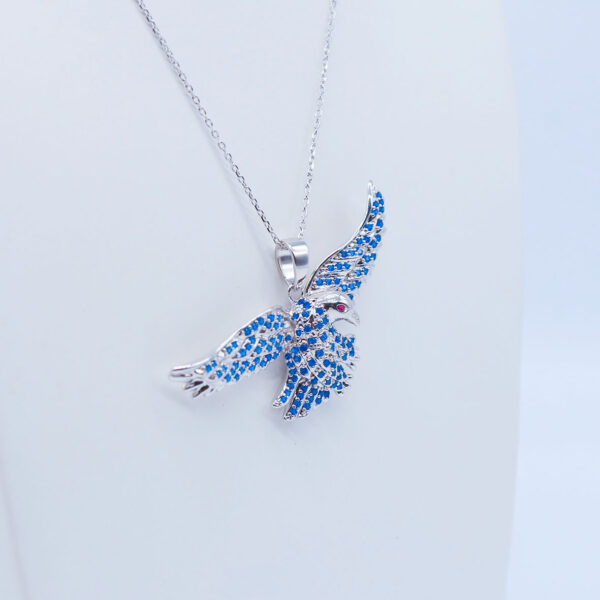 Sterling 925Silver Crystal Fashion Jewelry Eagle shaped Pendant Unisex Necklace